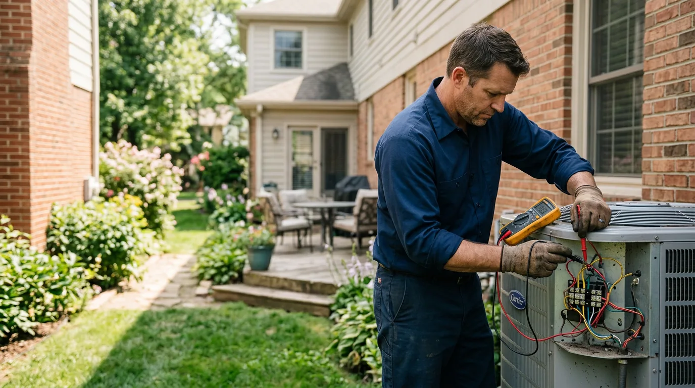 HVAC technician working near New Paris, IN